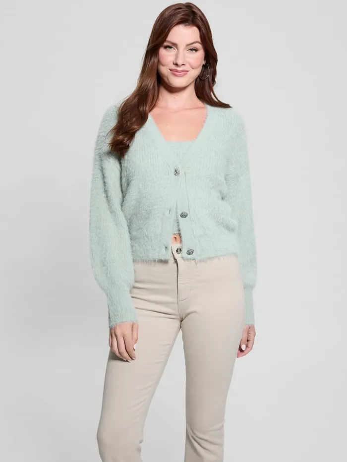 GUESS Tops Keyla Fuzzy Cardigan Pink 8211 Women