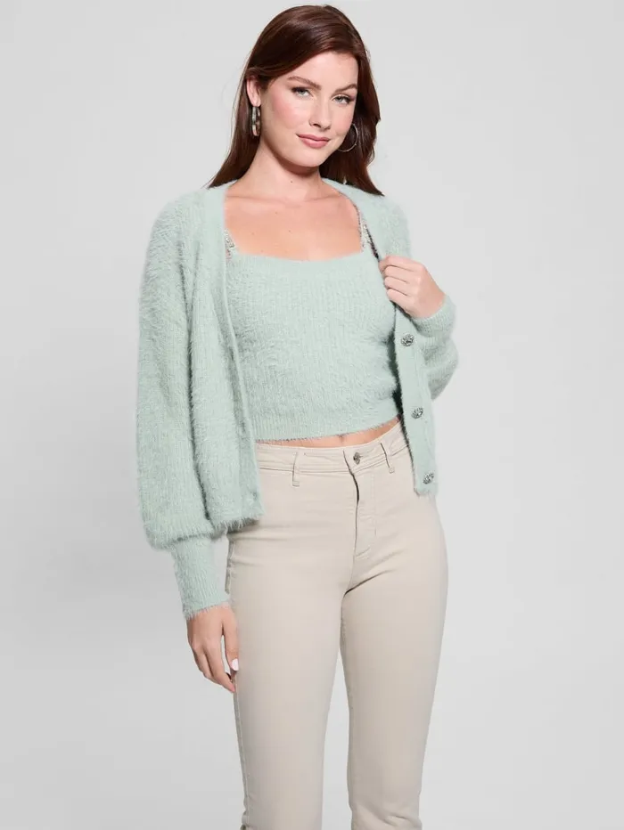 GUESS Tops Keyla Fuzzy Cardigan Pink 8211 Women