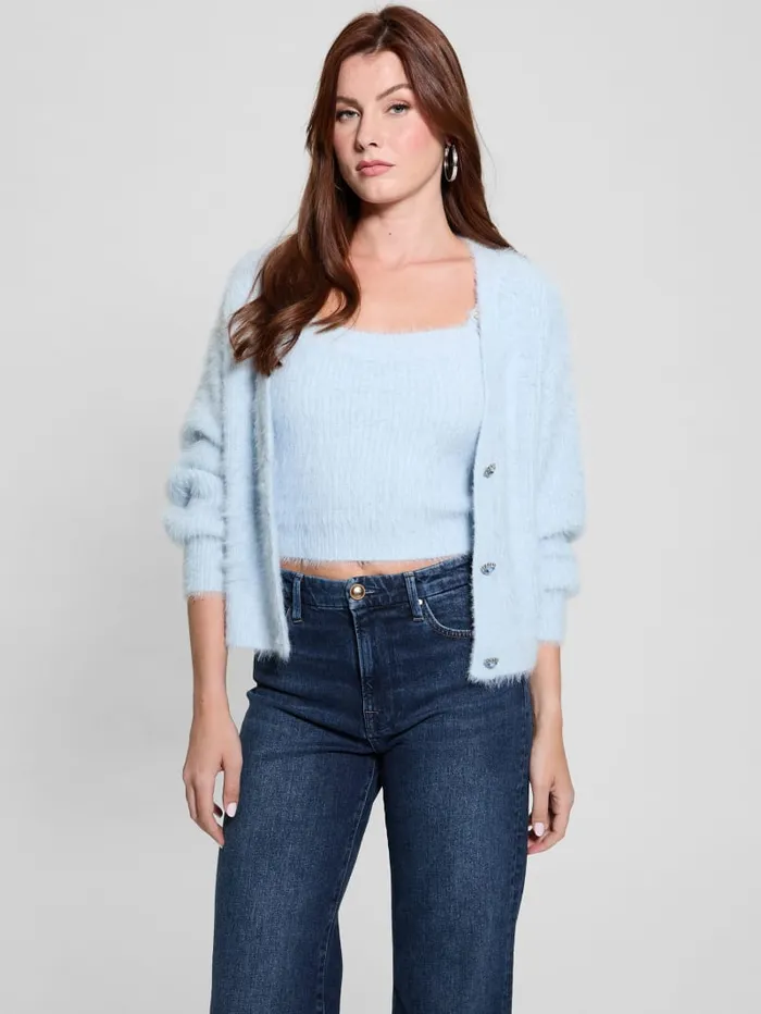 GUESS Tops Keyla Fuzzy Cardigan Pink 8211 Women