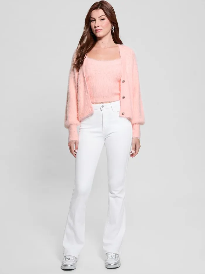 GUESS Tops Keyla Fuzzy Cardigan Pink 8211 Women