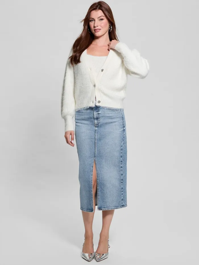 GUESS Tops Keyla Fuzzy Cardigan Pink 8211 Women