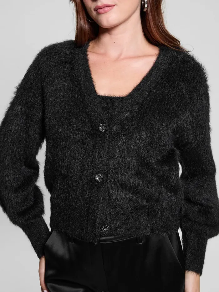 GUESS Tops Keyla Fuzzy Cardigan Pink 8211 Women