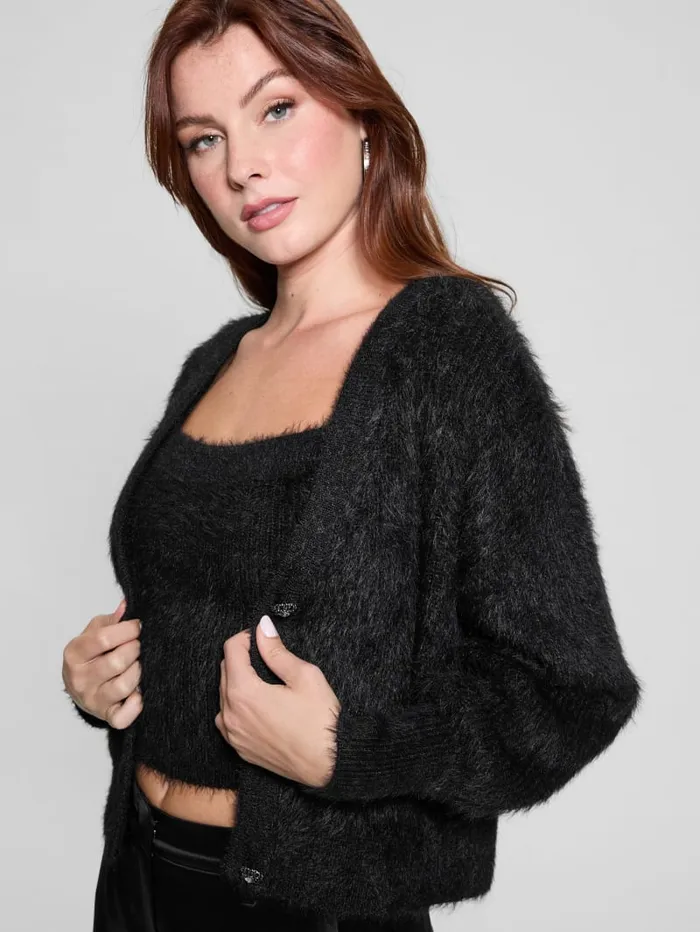 GUESS Tops Keyla Fuzzy Cardigan Pink 8211 Women