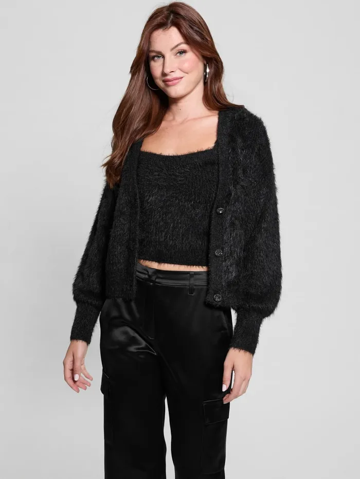 GUESS Tops Keyla Fuzzy Cardigan Pink 8211 Women
