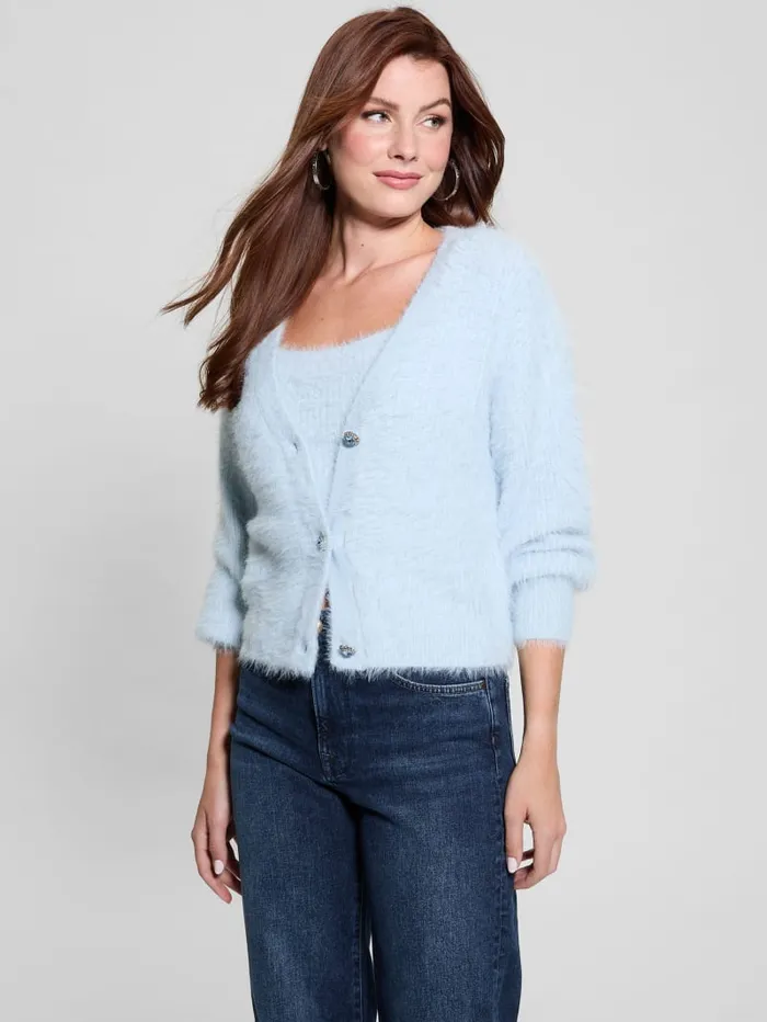 GUESS Tops Keyla Fuzzy Cardigan Pink 8211 Women