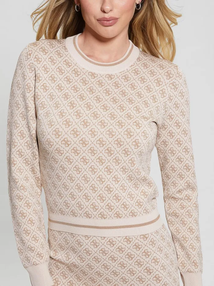GUESS Tops Lise Quattro G Crop Sweater Neutral 8211 Women