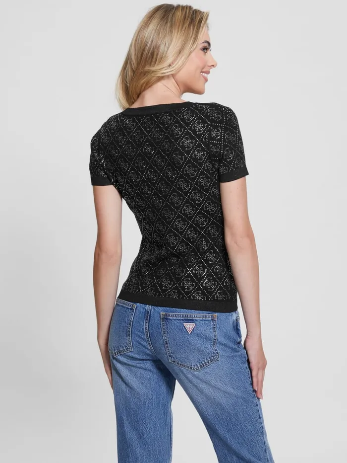GUESS Tops Paige Quattro Rhinestone Top Black 8211 Women