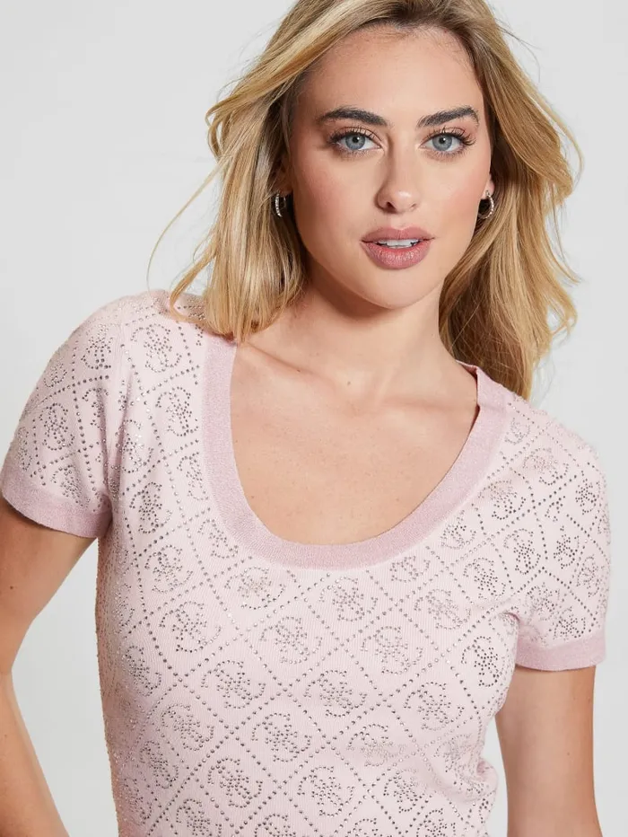 GUESS Tops Paige Quattro Rhinestone Top Black 8211 Women