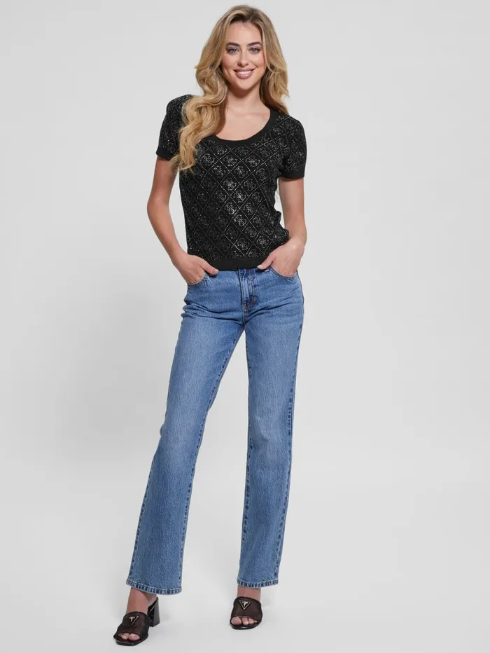 GUESS Tops Paige Quattro Rhinestone Top Black 8211 Women