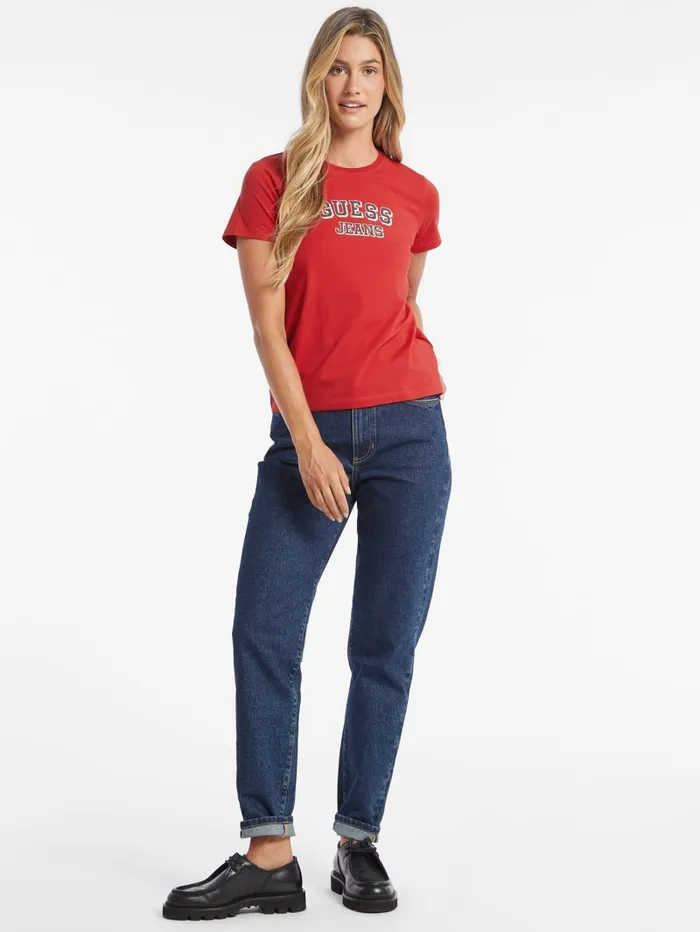 GUESS Tops Regular TwoTone Logo Tee Red 8211 Women