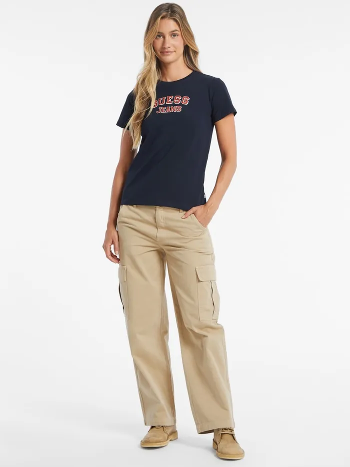 GUESS Tops Regular TwoTone Logo Tee Red 8211 Women
