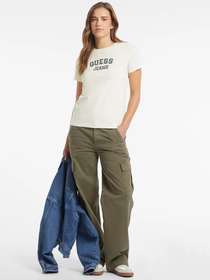 GUESS Tops Regular TwoTone Logo Tee Red 8211 Women