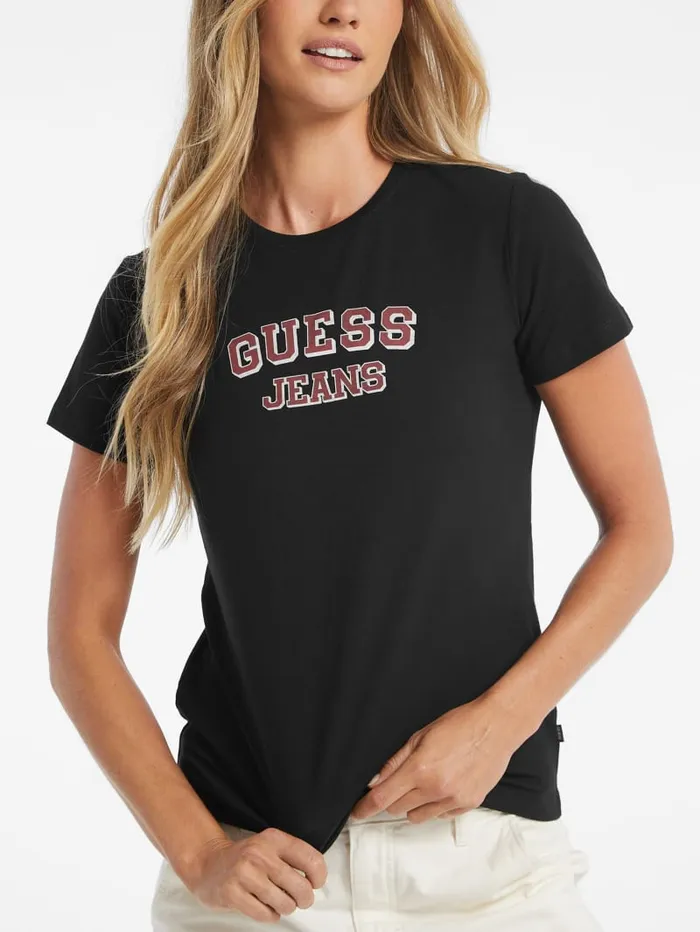 GUESS Tops Regular TwoTone Logo Tee Red 8211 Women