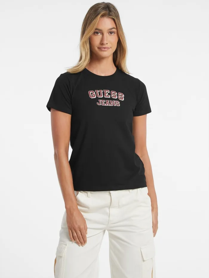 GUESS Tops Regular TwoTone Logo Tee Red 8211 Women