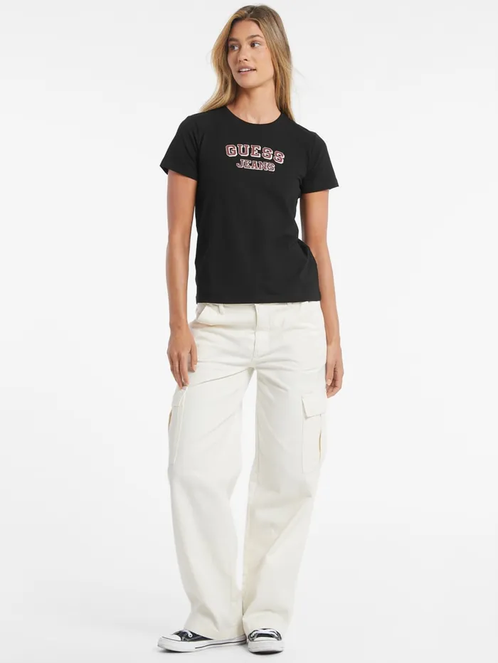 GUESS Tops Regular TwoTone Logo Tee Red 8211 Women