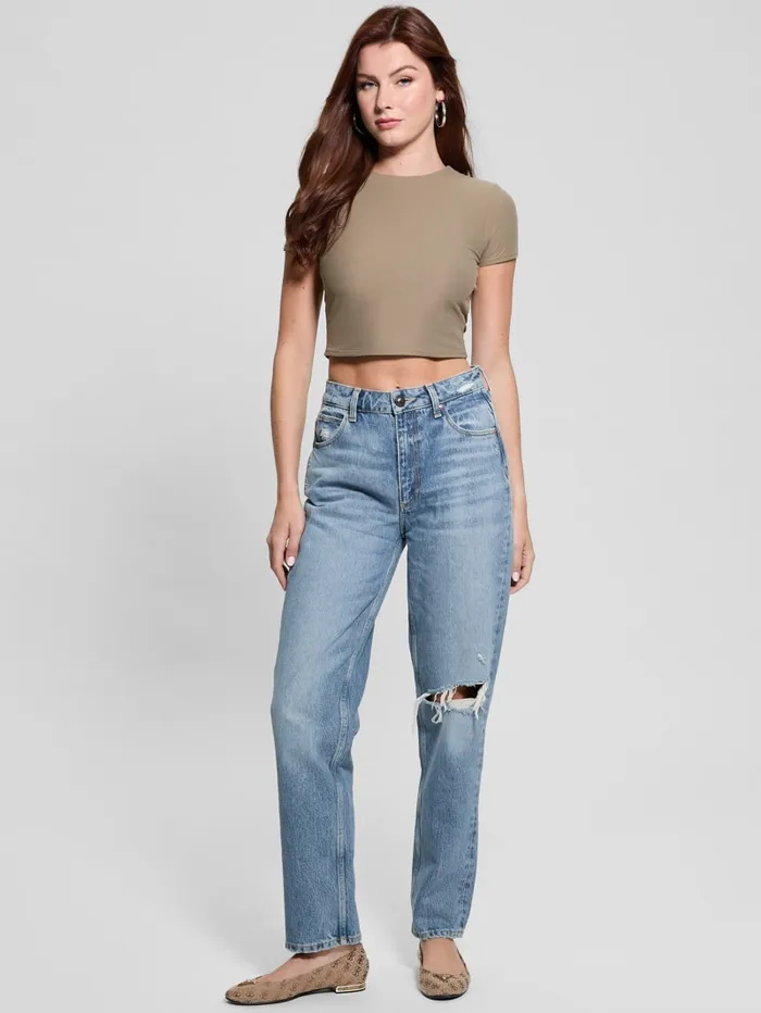 GUESS Tops Rene Second Skin Crop Tee Beige 8211 Women