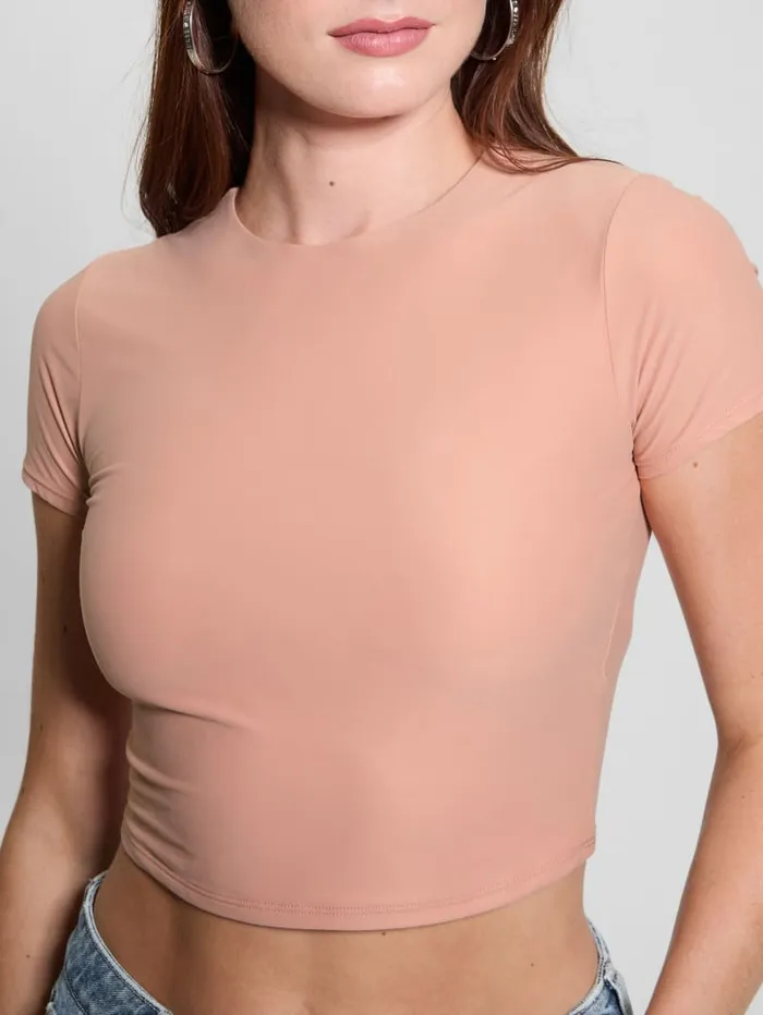 GUESS Tops Rene Second Skin Crop Tee Beige 8211 Women
