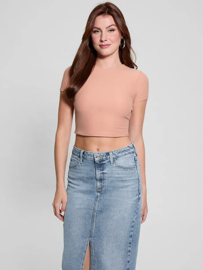 GUESS Tops Rene Second Skin Crop Tee Beige 8211 Women