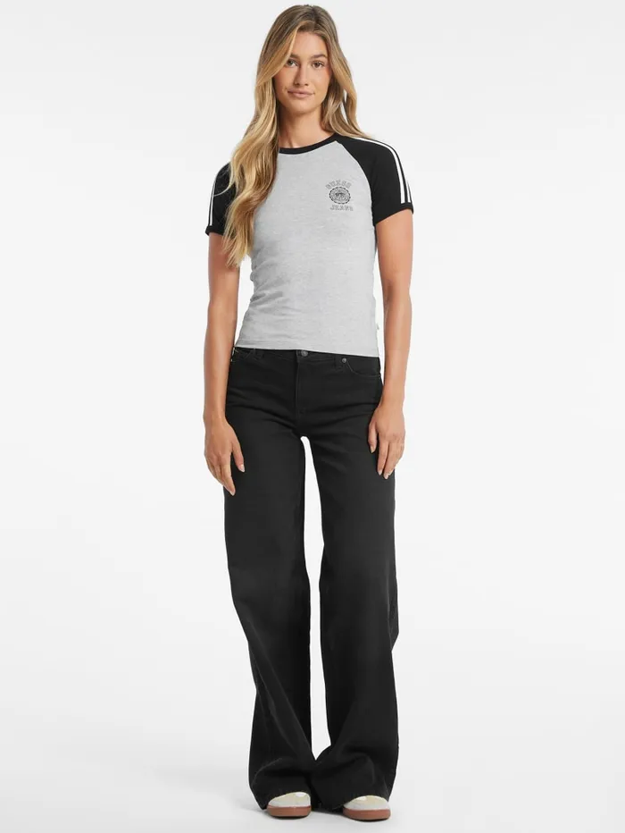 GUESS Tops Slim Crest Logo Raglan Tee White 8211 Women