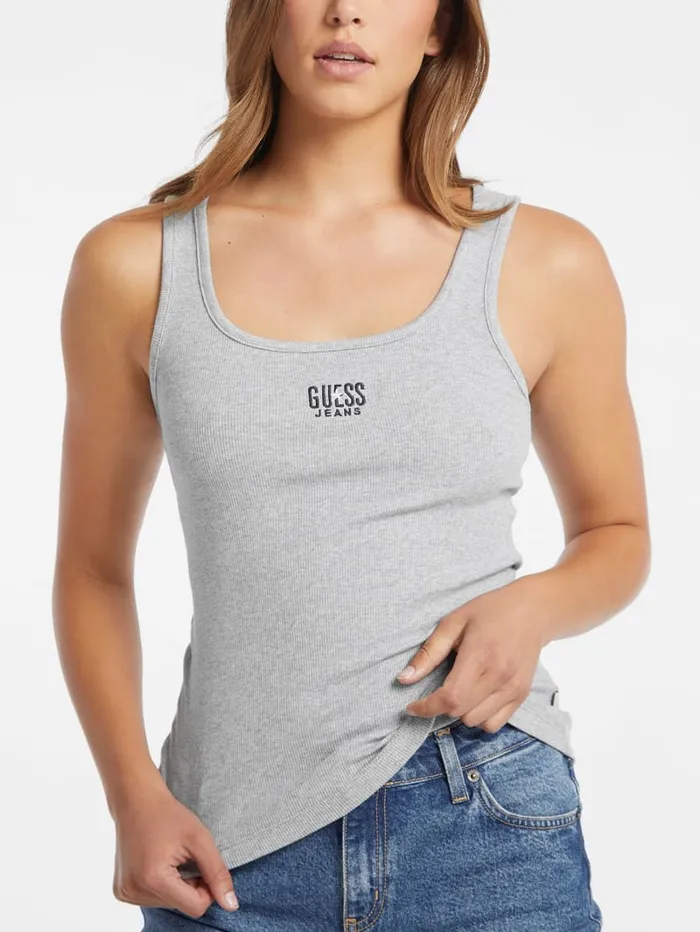 GUESS Tops Slim Embroidered Logo Tank Gray 8211 Women