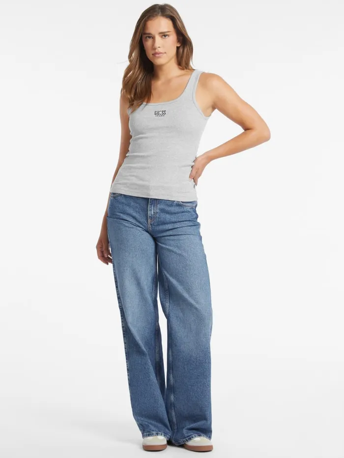 GUESS Tops Slim Embroidered Logo Tank Gray 8211 Women