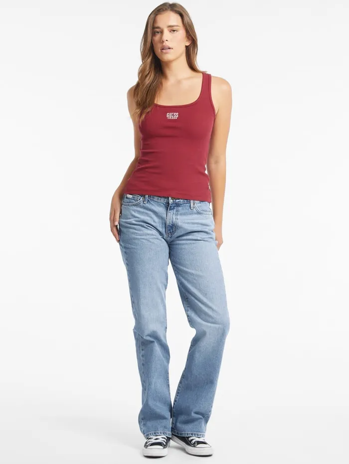 GUESS Tops Slim Embroidered Logo Tank Gray 8211 Women