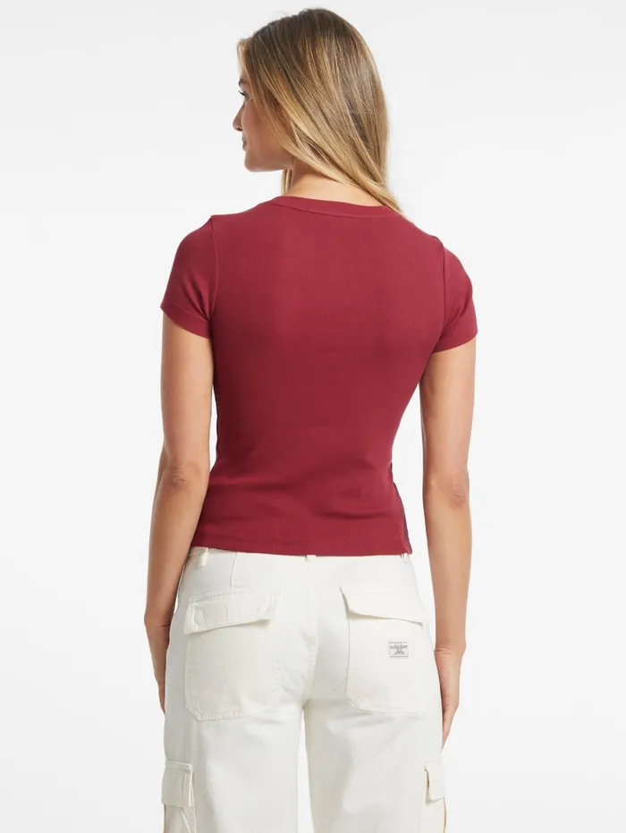 GUESS Tops Slim Embroidered Logo Tee White 8211 Women