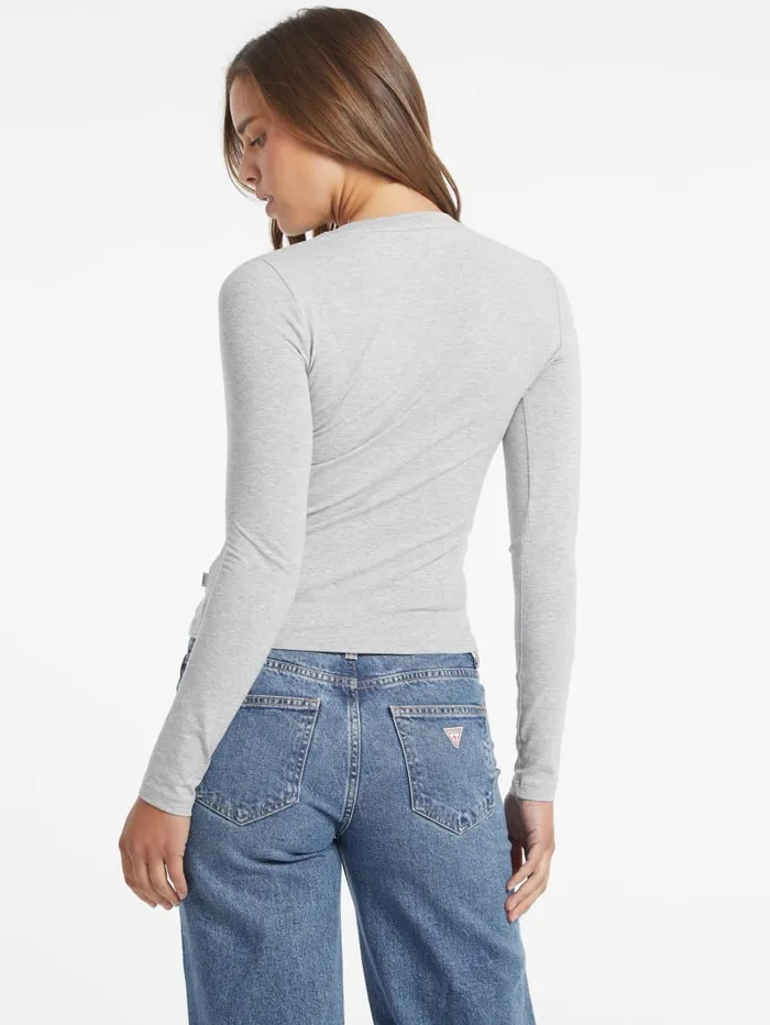 GUESS Tops Slim Embroidered LongSleeve Tee Blue 8211 Women