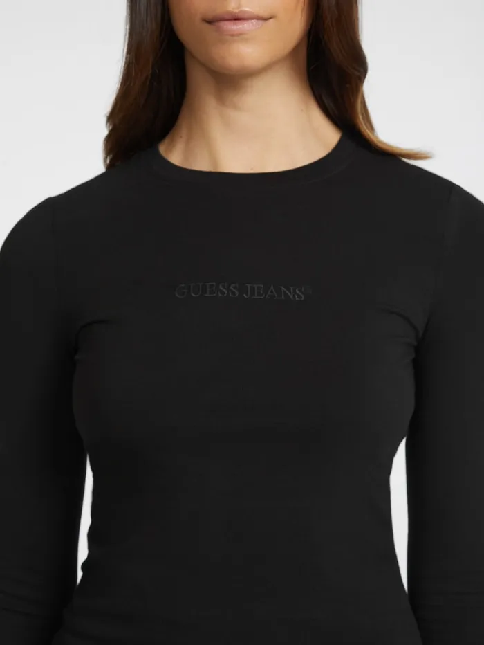 GUESS Tops Slim Embroidered LongSleeve Tee Blue 8211 Women