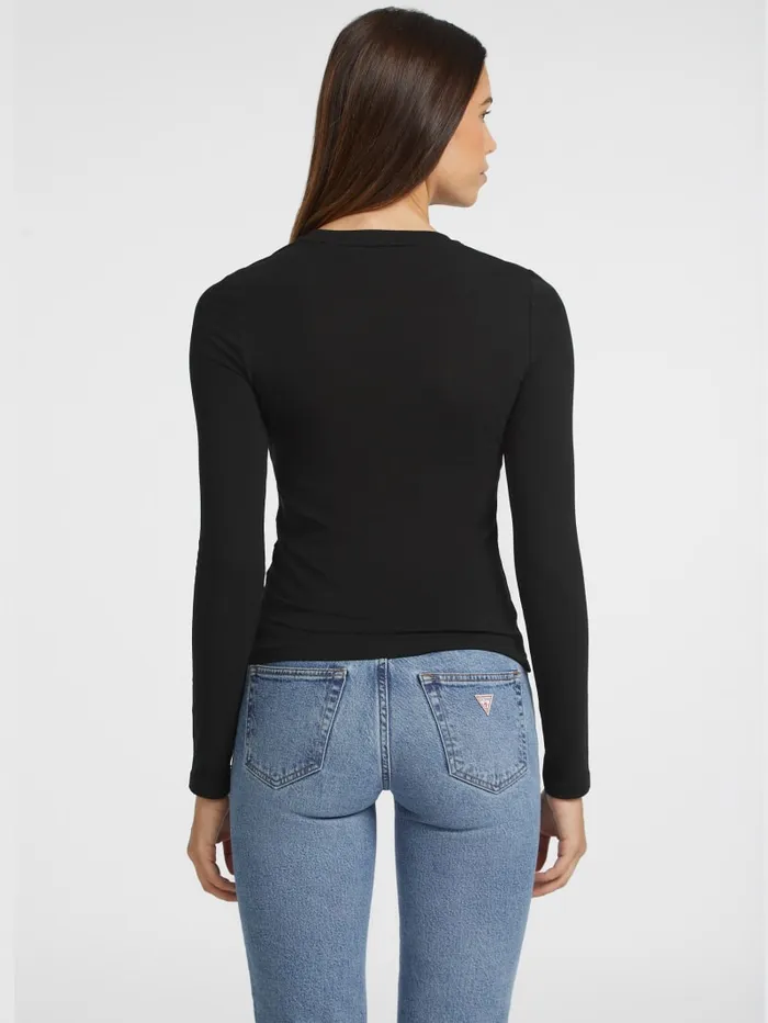 GUESS Tops Slim Embroidered LongSleeve Tee Blue 8211 Women