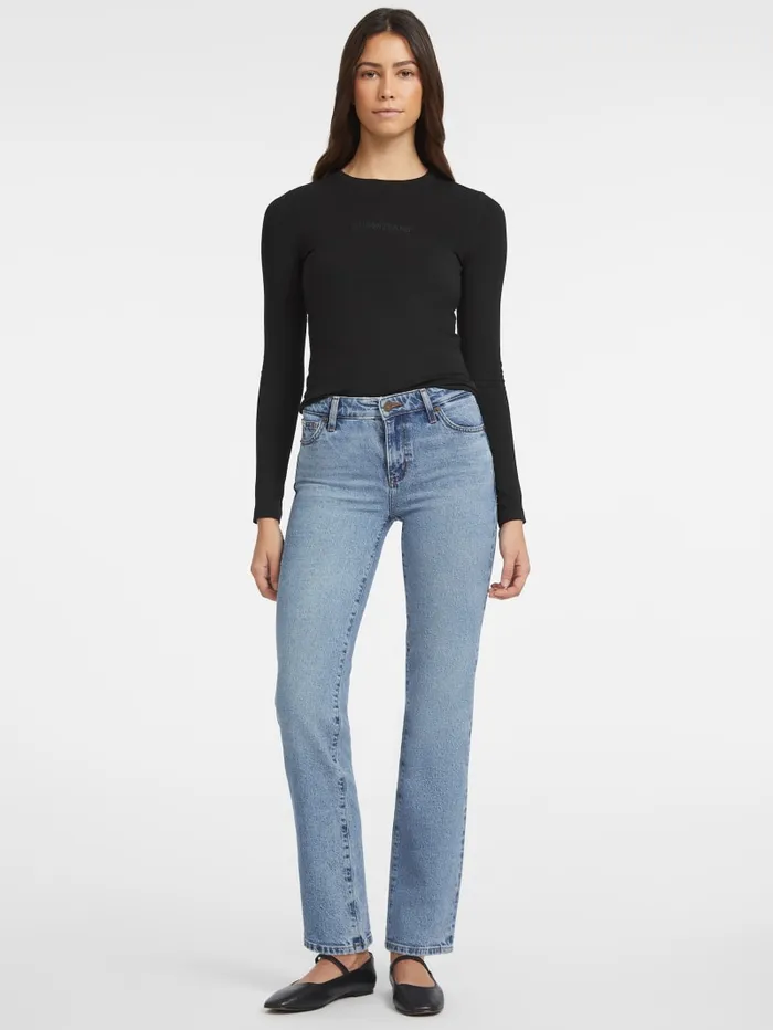 GUESS Tops Slim Embroidered LongSleeve Tee Blue 8211 Women
