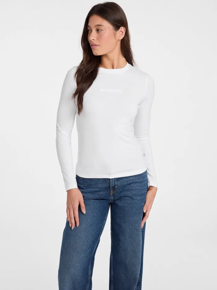 GUESS Tops Slim Embroidered LongSleeve Tee Blue 8211 Women