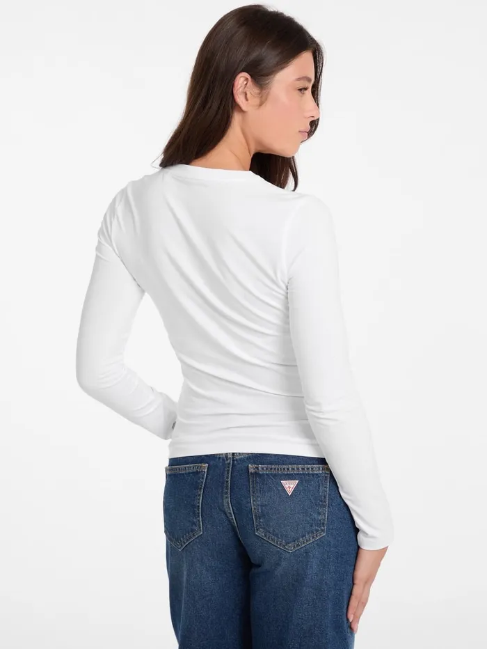 GUESS Tops Slim Embroidered LongSleeve Tee Blue 8211 Women