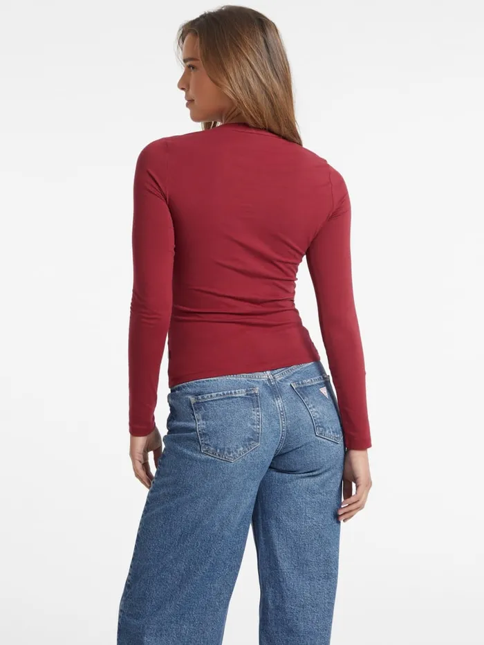 GUESS Tops Slim Embroidered LongSleeve Tee Blue 8211 Women