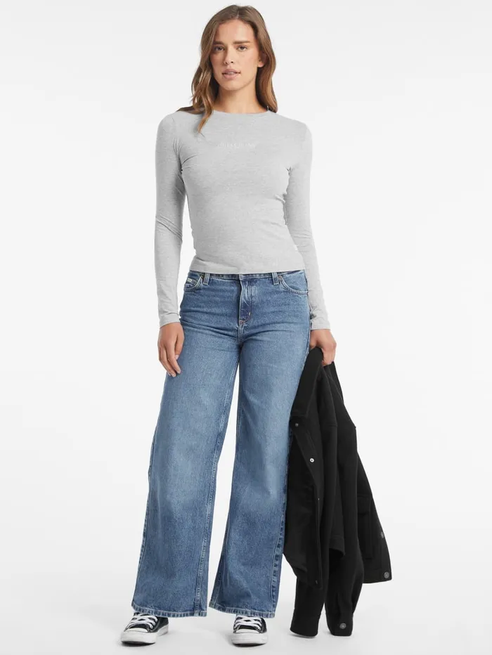 GUESS Tops Slim Embroidered LongSleeve Tee Blue 8211 Women