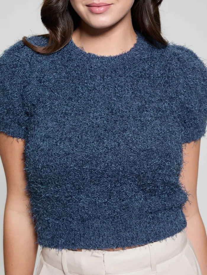 GUESS Tops Usami Fuzzy Sweater Top White 8211 Women