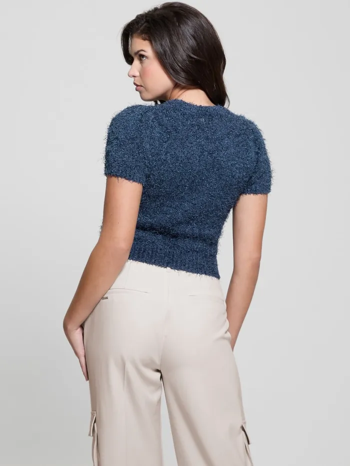GUESS Tops Usami Fuzzy Sweater Top White 8211 Women