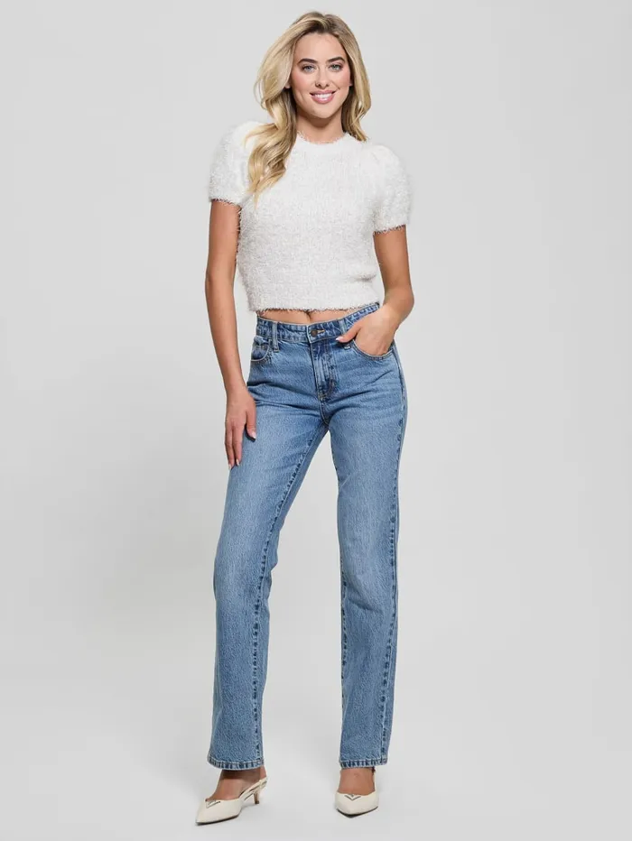 GUESS Tops Usami Fuzzy Sweater Top White 8211 Women