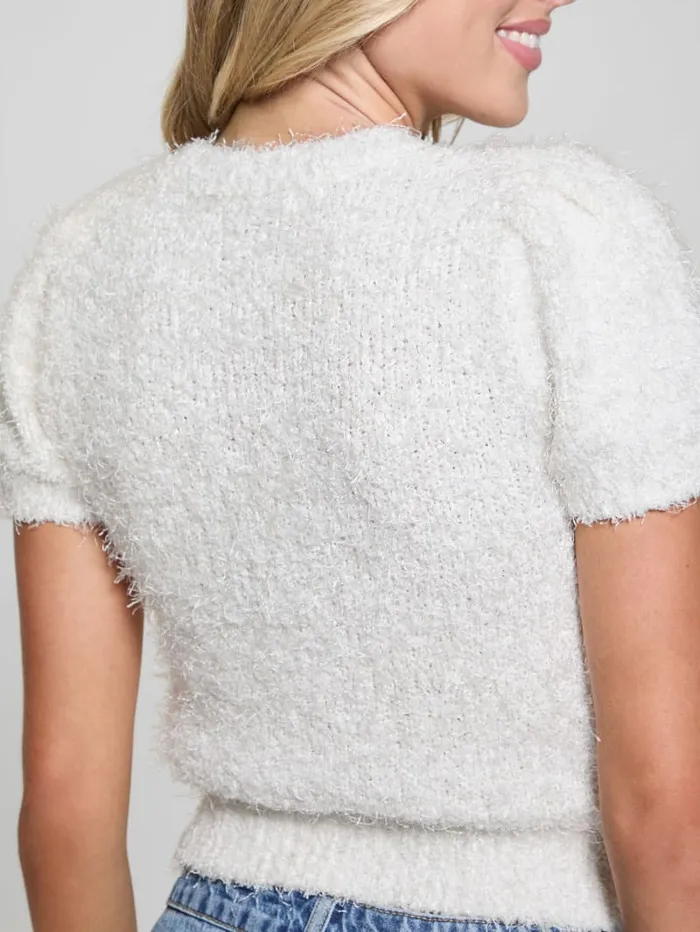 GUESS Tops Usami Fuzzy Sweater Top White 8211 Women