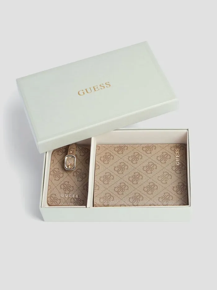 GUESS Travel and Tech Passport Case And Luggage Tag Gift Set Brown 8211 Women