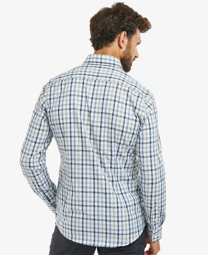 Hallhill Tailored ShortSleeved Check Shirt Green Men Barbour Shirts