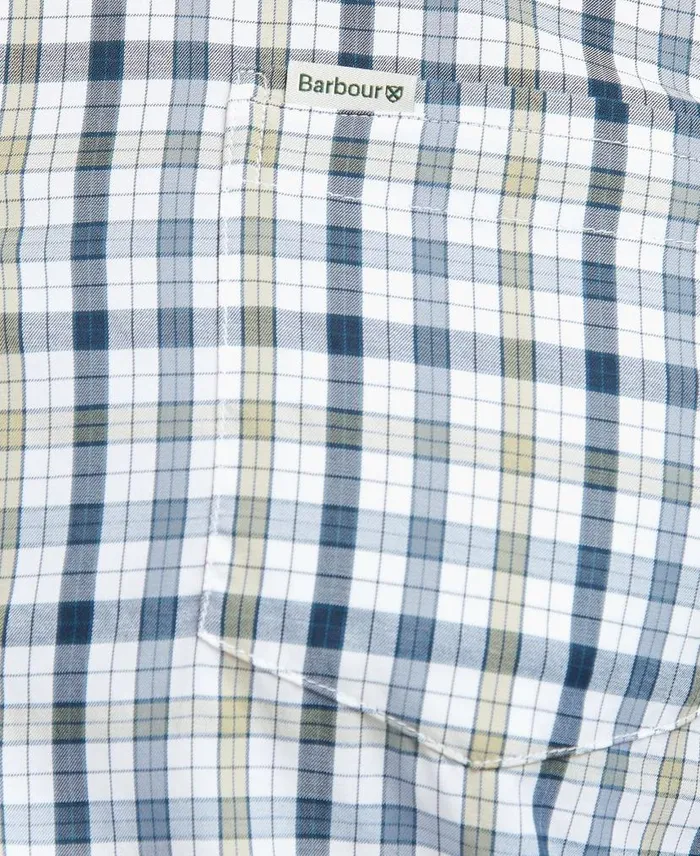 Hallhill Tailored ShortSleeved Check Shirt Green Men Barbour Shirts