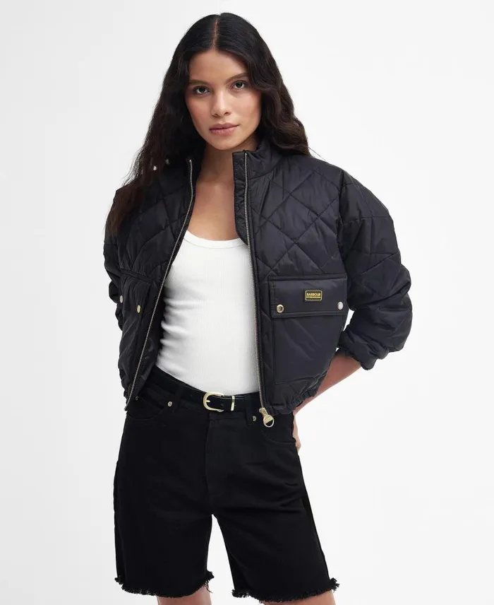 Hamilton Quilted Bomber Jacket Oil Green Women Barbour Quilted Jackets