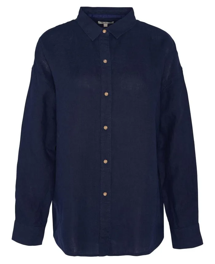 Hampton Relaxed LongSleeved Linen Shirt Primrose Pink Women Barbour Shirts and Blouses