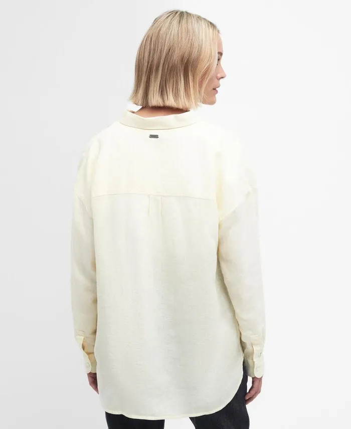 Hampton Relaxed LongSleeved Linen Shirt Primrose Pink Women Barbour Shirts and Blouses