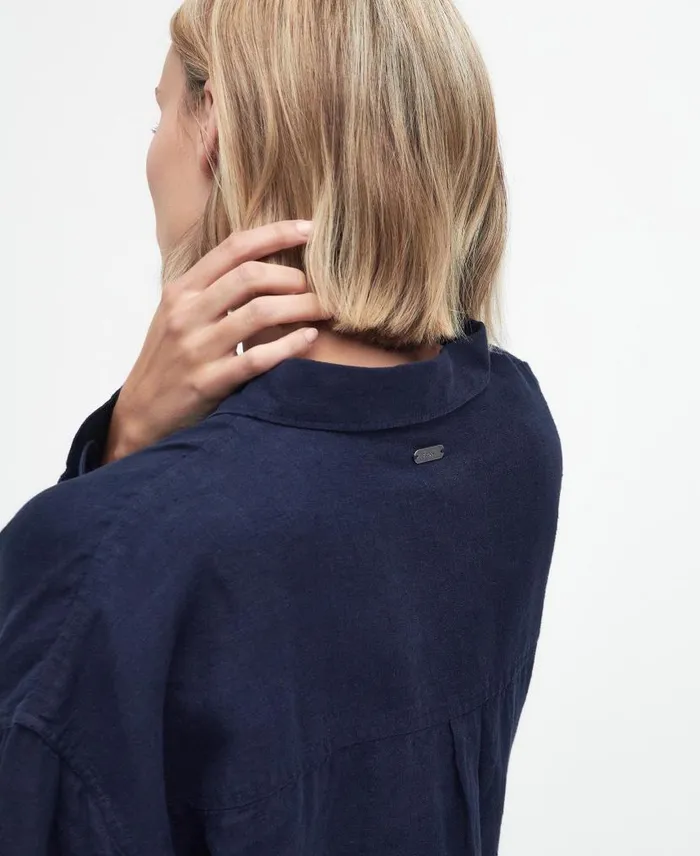 Hampton Relaxed LongSleeved Linen Shirt Primrose Pink Women Barbour Shirts and Blouses