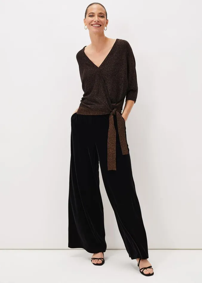 Harper Wrap Knit Top Bronze Women Phase Eight Knitwear