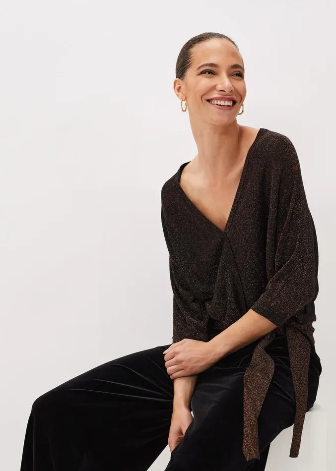 Harper Wrap Knit Top Bronze Women Phase Eight Knitwear