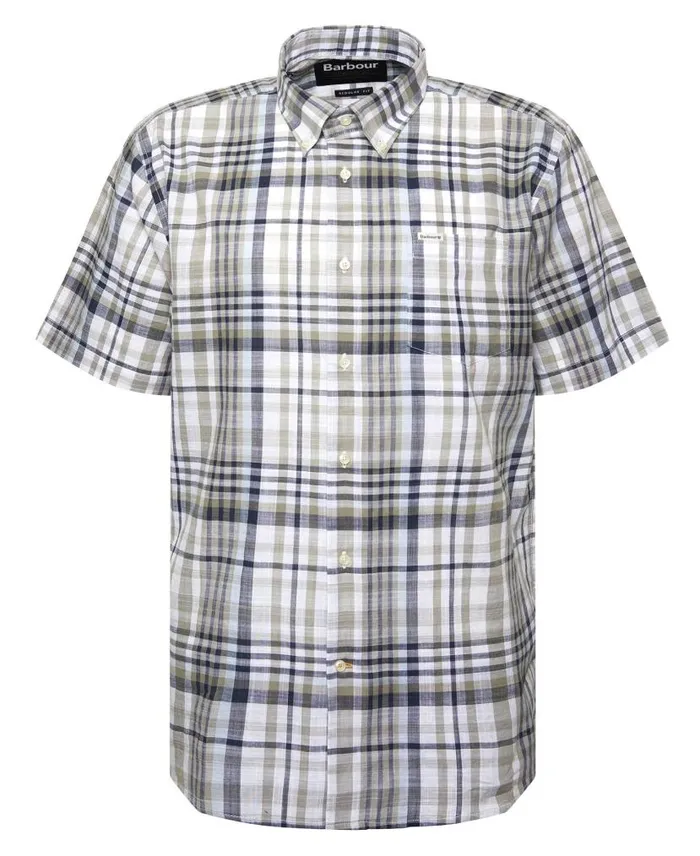 Hartley Regular ShortSleeved Checked Shirt Sky Men Barbour Shirts
