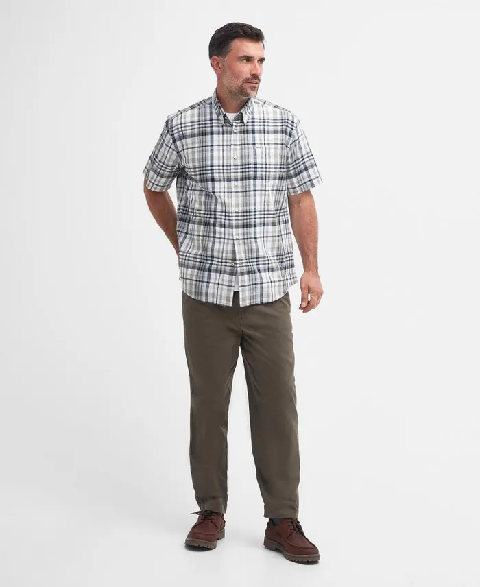 Hartley Regular ShortSleeved Checked Shirt Sky Men Barbour Shirts
